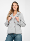 Krátky elegantný kabátik s dvojradovým zapínaním – Svetlo sivý