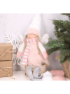 Vianočná bábika anjel, ružová, visiace nohy, 60 cm