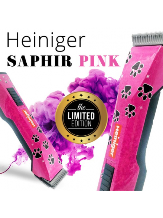 Heiniger Saphir Pink Limited Edition - Profesionálny akumulátorový strojček na strihanie zvierat s č. 10 čepelí