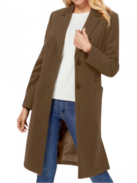 Vlnený kabát Création L, hnedý