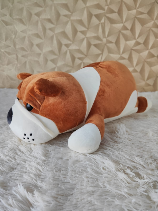 Plyšová hračka ležiaci pes Buldog, hnedý 45 cm - video vo fotkách