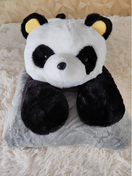 Plyšová hračka, mäkkučká panda s dekou vo vnútri, čierno-biela - video vo fotkách