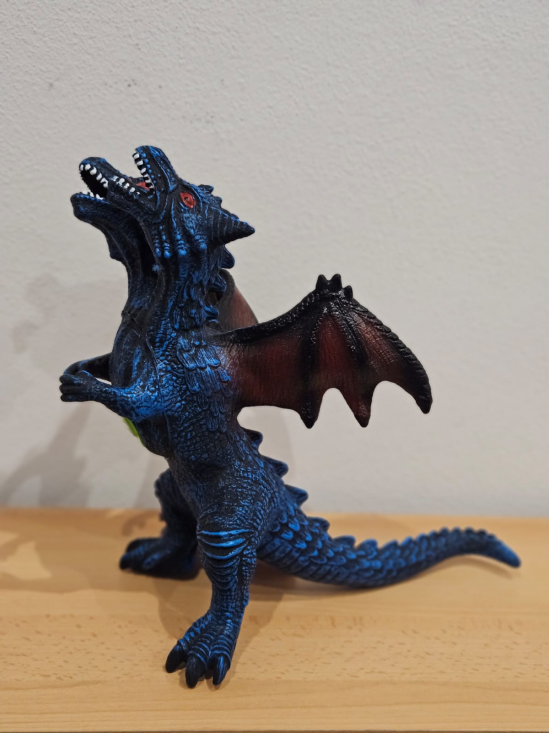 Veľký dinosaurus s dvomi hlavami a so zvukom, modrý 45 cm