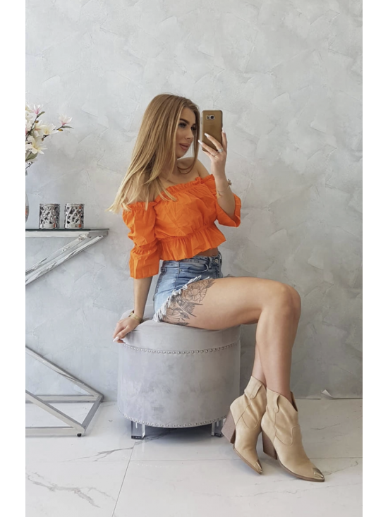 Dámska blúzka Hispánka s volánikmi, oranžová