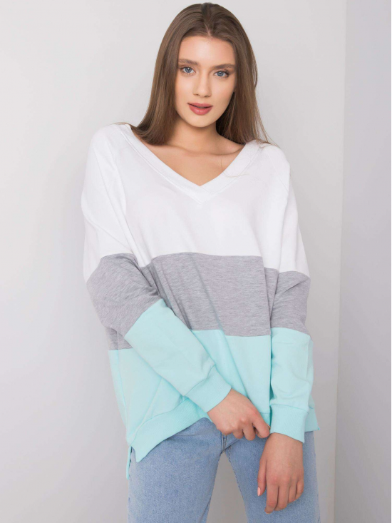 Dámska Oversize pásikavá mikina, biela + šedá