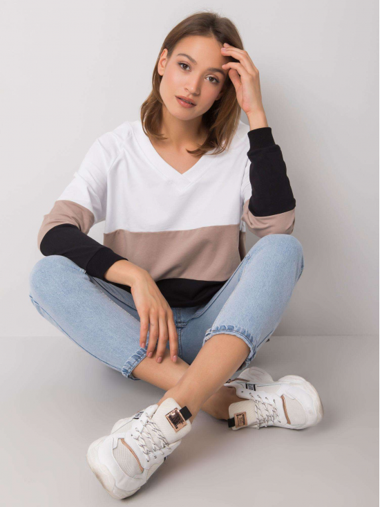 Dámska Oversize pásikavá mikina, čierna + béžová