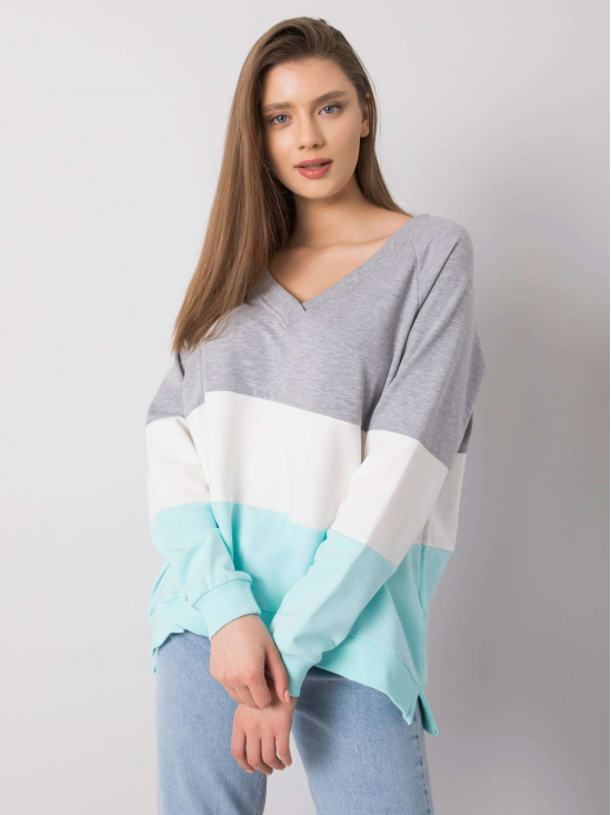 Dámska Oversize pásikavá mikina, šedá + mätová
