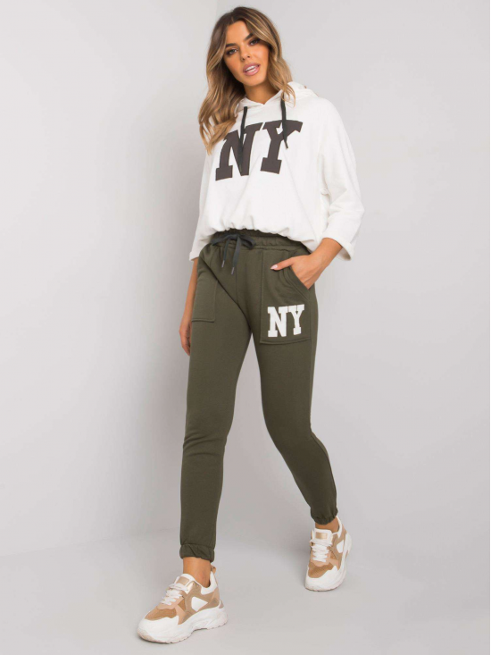 Dámska Oversize tepláková súprava s nápisom NY, khaki + biela