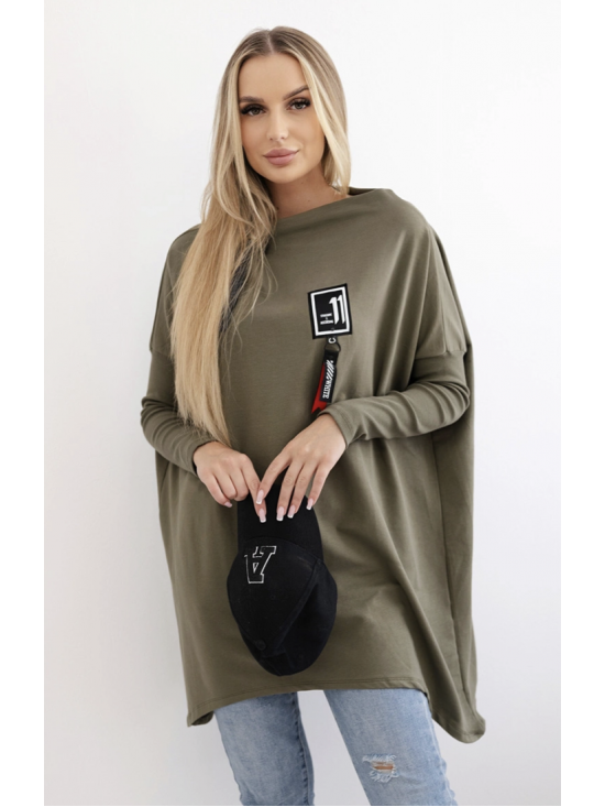 Dámska Oversize tunika s asymetrickými bokmi, khaki