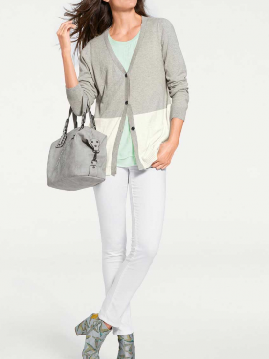 Dámsky kašmírový kardigán PATRIZIA DINI, šedo-biely