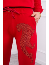 Dámska tepláková súprava s leopardom so zirkónmi, červená