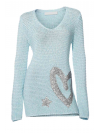Hrubo pletený sveter s flitrami HEINE, bledo modrý