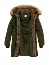 Dámska parka s umelou kožušinou KangaROOS, khaki