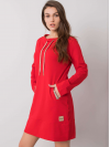 Dámske mikinové šaty s vreckami, červené