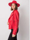 Dámska koženková bunda s opaskom, červená