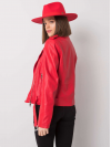 Dámska koženková bunda s opaskom, červená