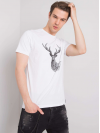 Pánske tričko s jeleňom, biele