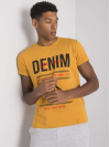 Pánske tričko s nápisom DENIM, horčicové