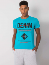 Pánske tričko s nápisom DENIM, bledo modré