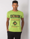 Pánske tričko s nápisom DENIM, svetlo zelené