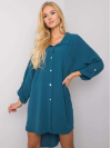 Dámske košeľové Oversize šaty s vreckom, morská modrá