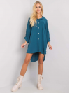 Dámske košeľové Oversize šaty s vreckom, morská modrá