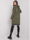 Dámska dlhá Oversize mikina so zipsom, kapucňou a predĺženým zadným dielom, khaki