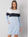 Pohodlné dámske šaty s vreckami, bledo modré