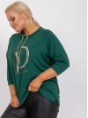 Dámska Oversize blúzka/tričko s ozdobným nápisom, tmavo zelená