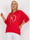 Dámska Oversize blúzka/tričko s ozdobným nápisom, červená