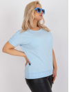 Dámska Oversize blúzka/tričko s nápismi na rukávoch, bledo modrá