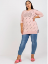Predĺžené dámske Oversize tričko s nápismi, púdrovo ružové