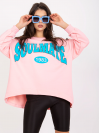 Dámska Oversize mikina SOULMATE, púdrovo ružová + modrá