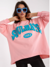 Dámska Oversize mikina SOULMATE, púdrovo ružová + modrá