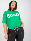 Dámske Oversize tričko s nápisom QUEEN, zelené