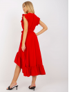 Dámske asymetrické šaty s volánikmi, červené