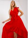 Dámske asymetrické šaty s volánikmi, červené