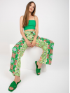 Dámske vzorované široké nohavice, zelené