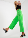 Pohodlné dámske široké nohavice, neónovo zelené