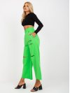 Pohodlné dámske široké nohavice, neónovo zelené