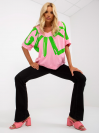 Dámske Oversize tričko s výstrihom v tvare V, ružové