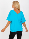 Dámske Oversize tričko s výstrihom v tvare V, modré