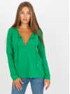 Dámske elegantné tričko so šnúrkami, zelené