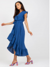 Dámske asymetrické šaty s volánikmi, nebeská modrá