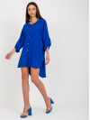 Dámske košeľové Oversize šaty s vreckom, kobaltová modrá