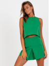 Dámsky elegantný komplet top + šortky, zelený