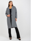 Dámsky Oversize štýlový kabát s dlhými rukávmi, tmavo sivý