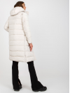 Dlhá dámska zimná bunda s odnímateľnými rukávmi, svetlo béžová