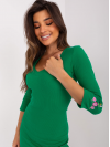 Zelené dámske pruhované šaty s 3/4 rukávmi
