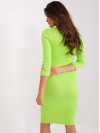 Svetlozelené dámske pruhované šaty s 3/4 rukávmi